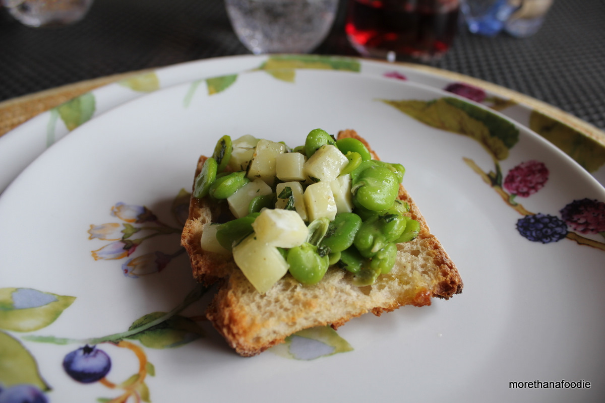 bruschetta with fava beans and pecorino