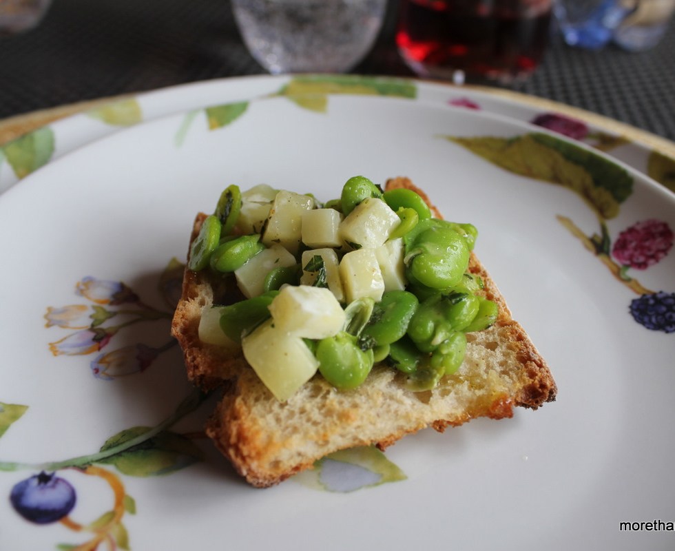 bruschetta with fava beans and pecorino